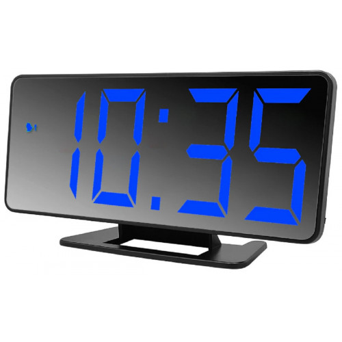 часы настольные VST-888/5 (синие) зеркальные+дата+температура (питание от USB)