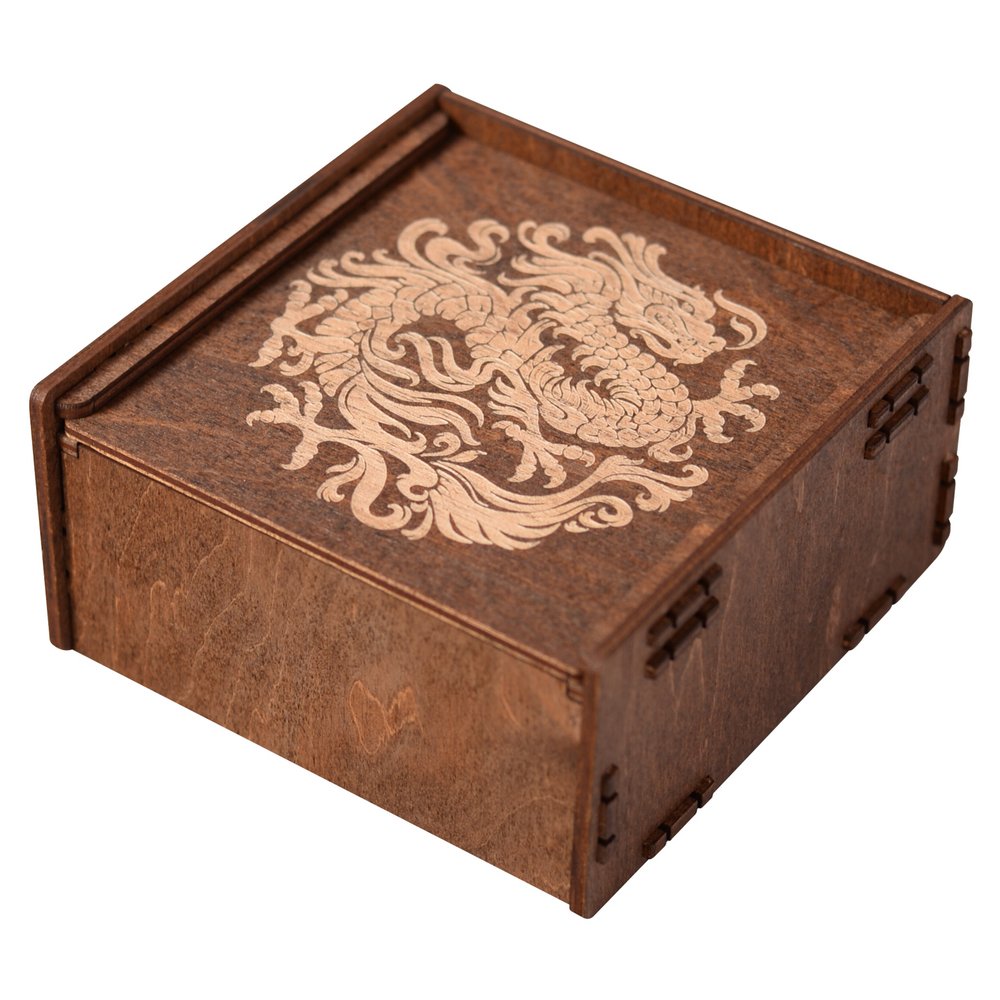 Шкатулка для чайных пакетиков "Лунный Дракон", р. 12х12х6 см, дерево, МБ88-467
