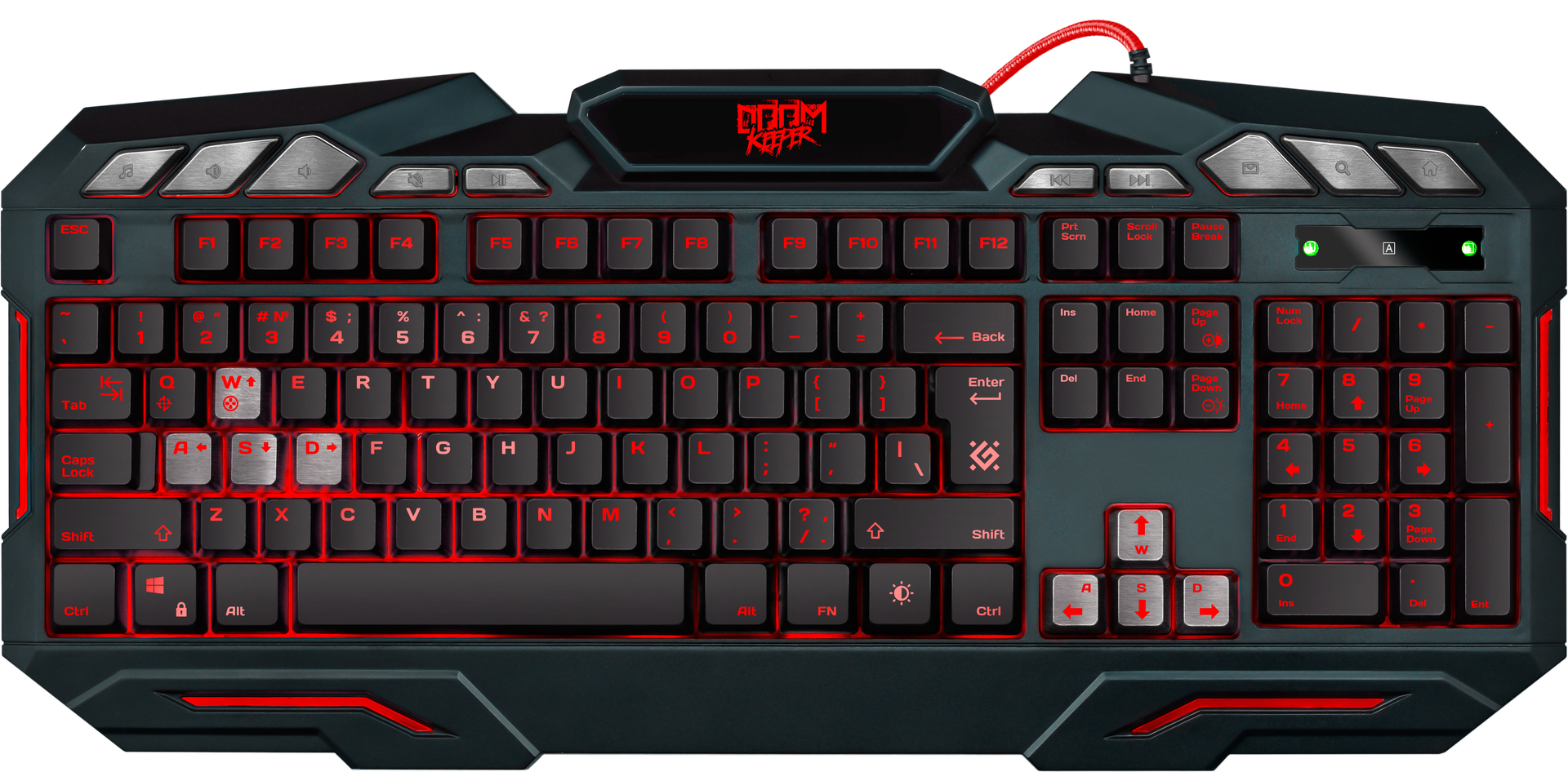 Клавиатура DEFENDER Doom Keeper GK-100DL RU,игровая,3x цветкая,19Anti-Ghost