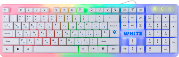 Клавиатура DEFENDER White GK-172 RU,игровая,радужн,подсветка 104кн