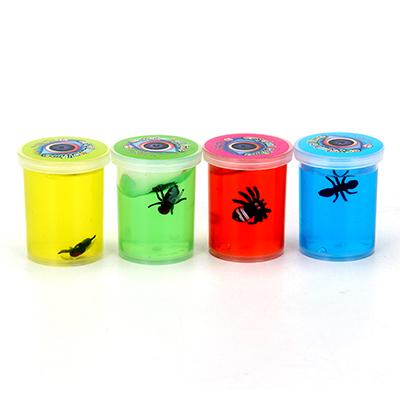 Игрушка-лизун в баночке жидкий с насекомым, полимер, пластик, 4,5х4,5х5см, 3 дизайна, 24шт/уп