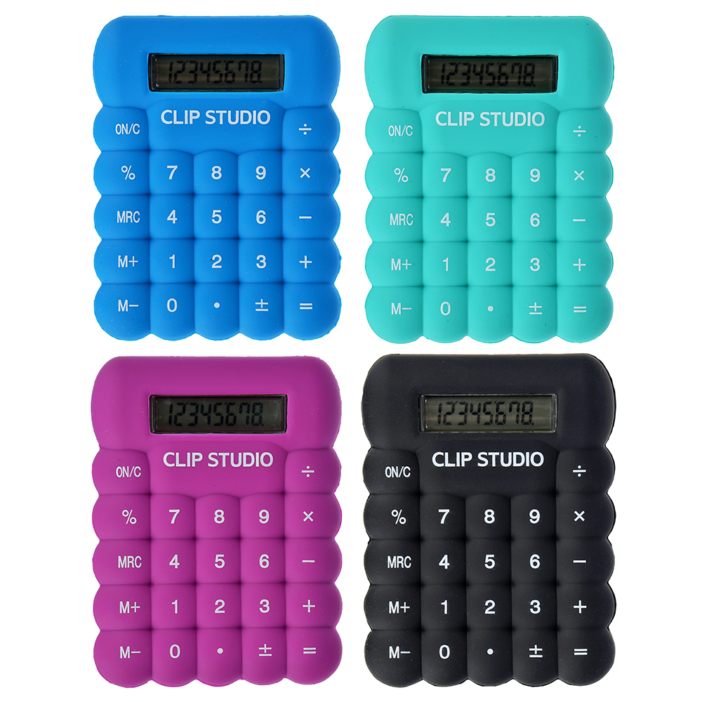 Калькулятор ClipStudio 8-разр. с мягким силиконовым корп, 7,4х9,7см,  4 цв