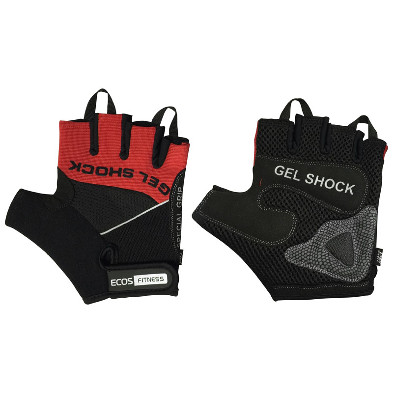 Перчатки для фитнеса ECOS 2117-RL, цвет: черный+красный, размер: L