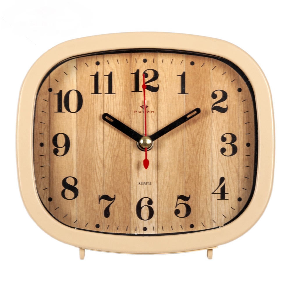 Часы будильник  B5-005  корпус бежевый "Дерево" (40)