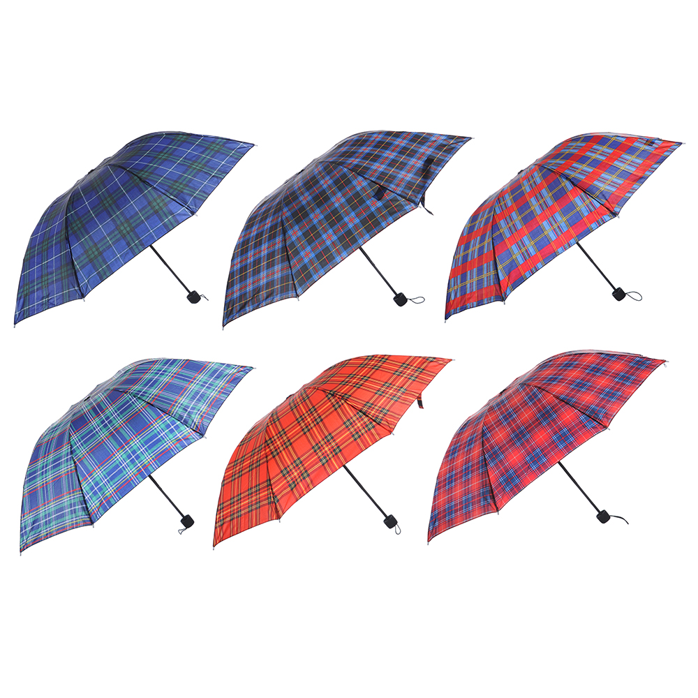 Зонт универсальный, механика, сплав, пластик, полиэстер, длина 55см, 8 спиц, 6 цветов, 3727G