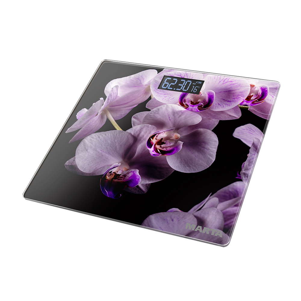 Весы напольные MARTA MT-1676 орхидея (электронные, LCD-диспл, темп окр, 180 кг/100г) 10/уп