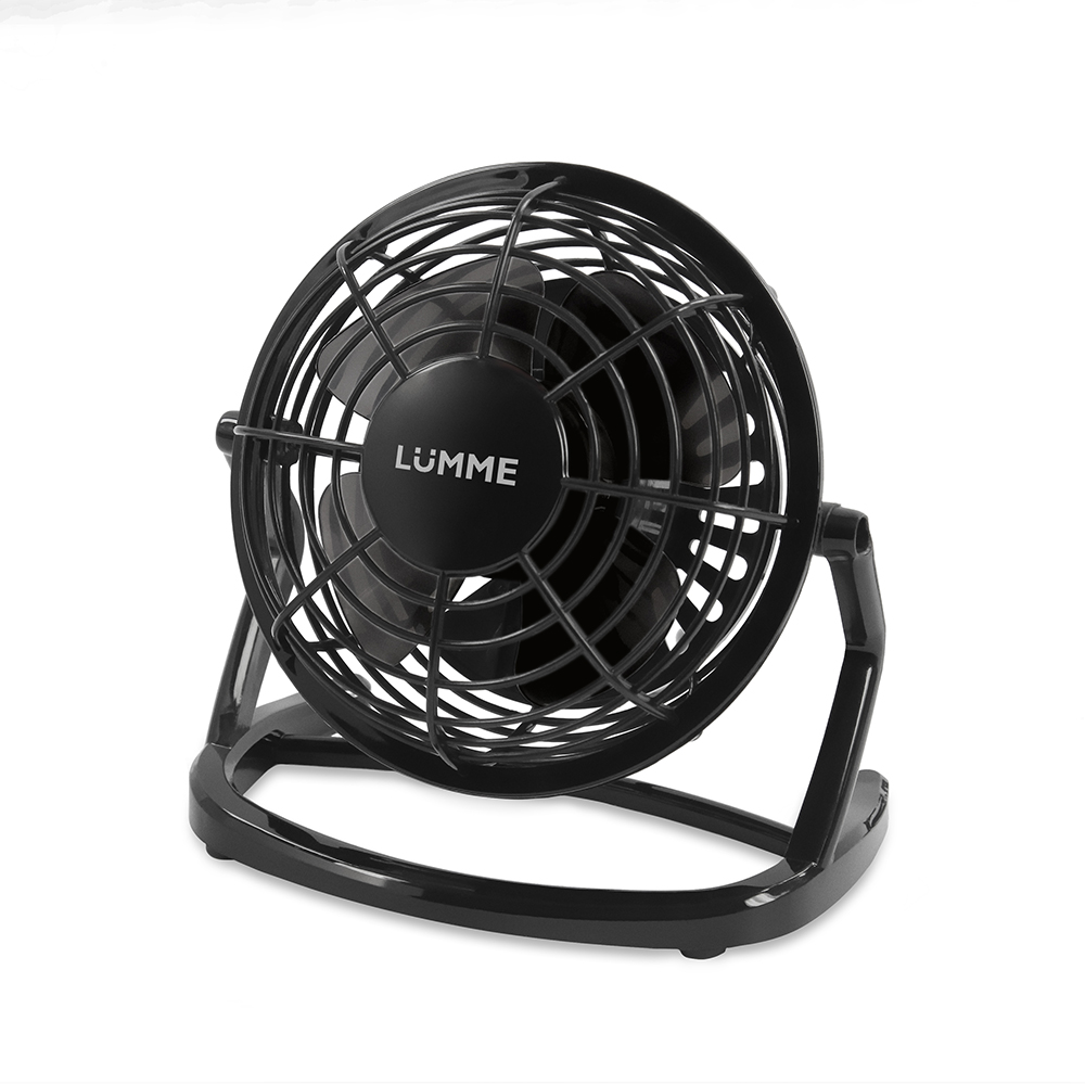 Вентилятор LUMME LU-FN107 черн/черн настольный (отUSB, 3Вт, 1скор, диам решётки14см, кабель 1.2м)