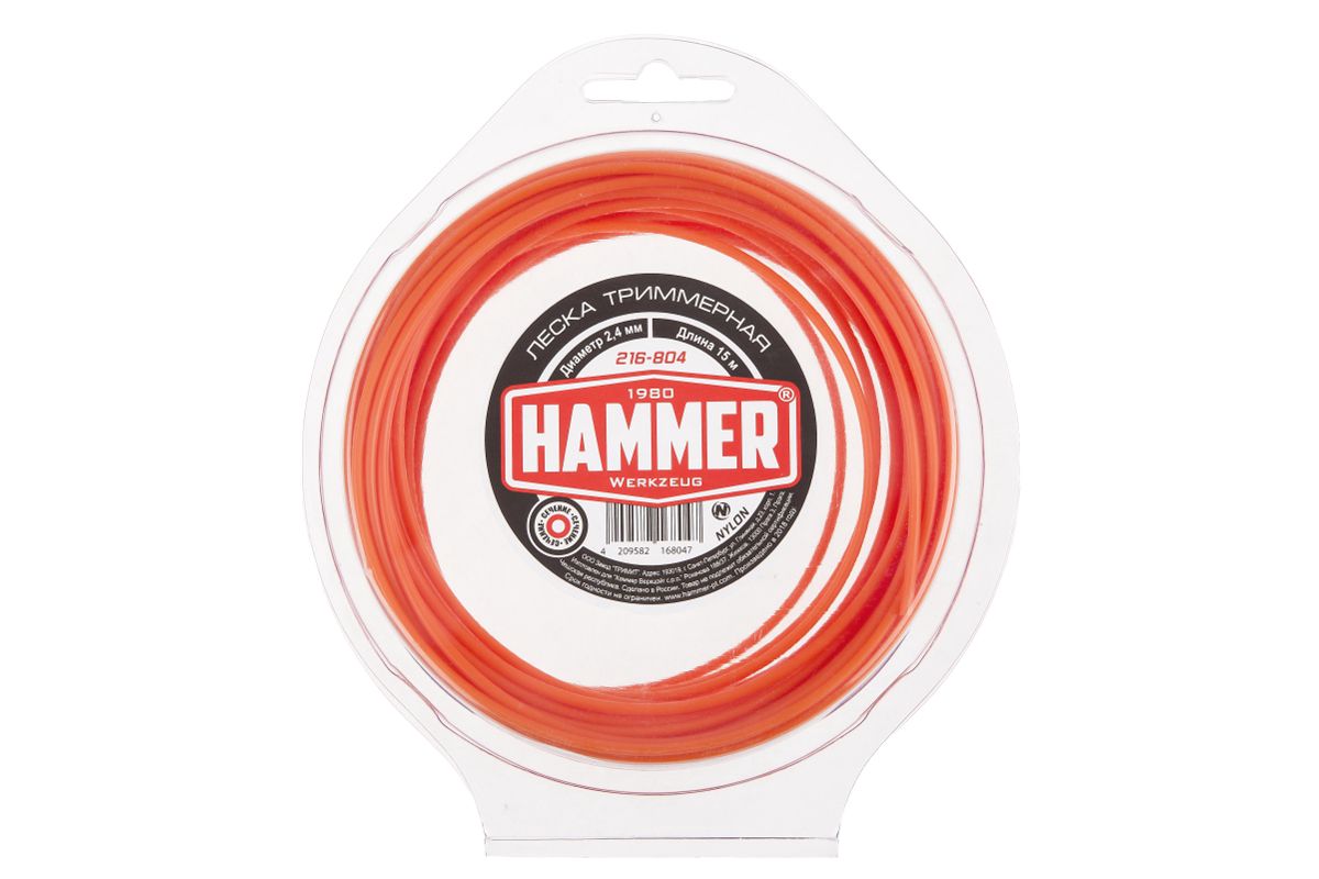 Леска для триммеров Hammer 216-804 2.4мм 15м круглая в блистере