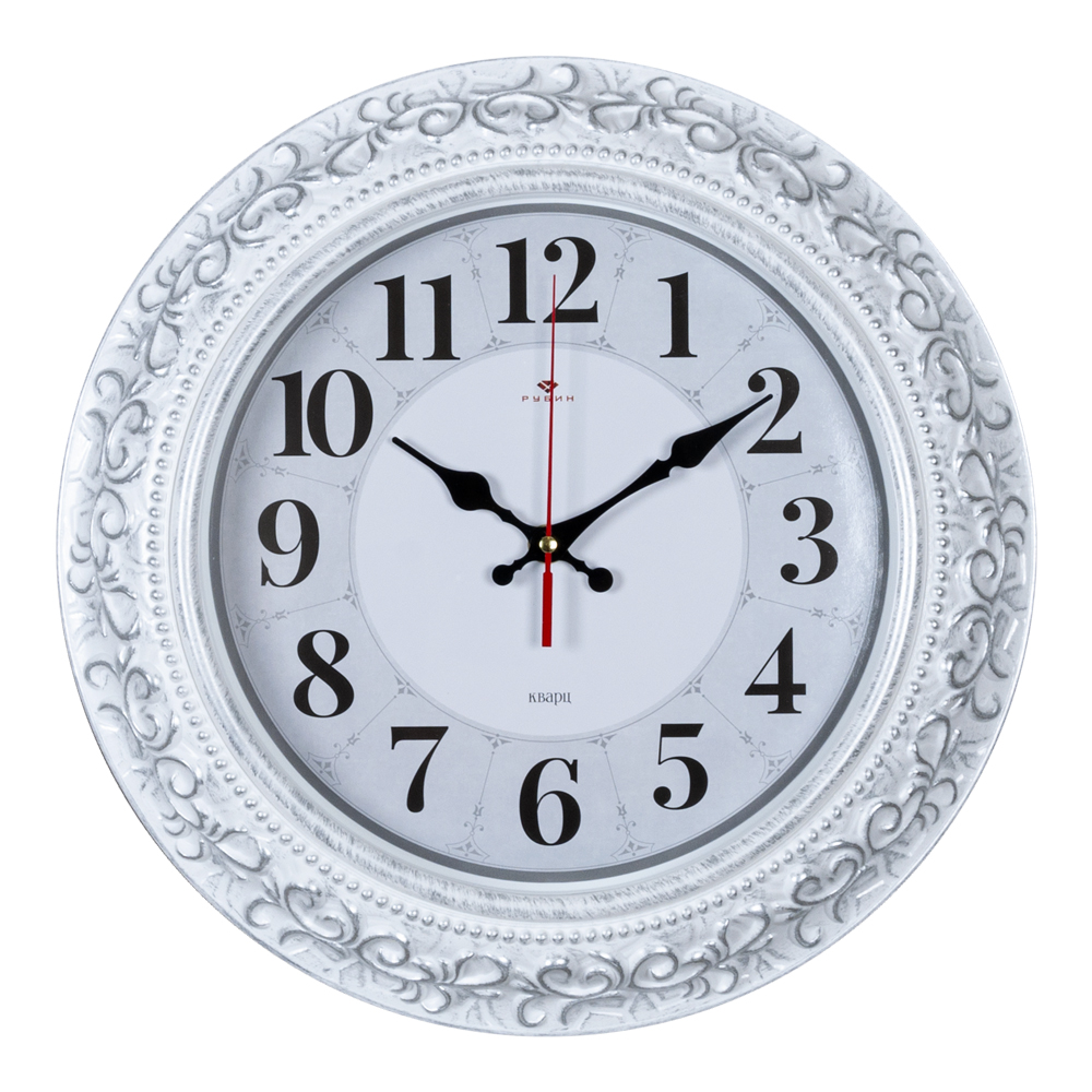 Часы настенные СН 3524 - 006 круг d=35 см, корпус белый с серебром "Классика" (10)