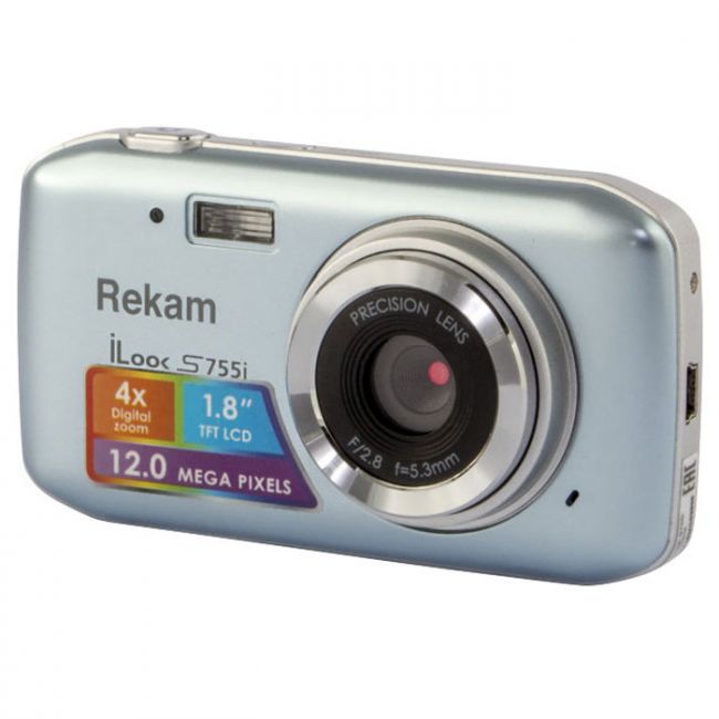 Фотоаппарат Rekam iLook S755i серый металлик 12Mp 1.8" SD Li-Ion