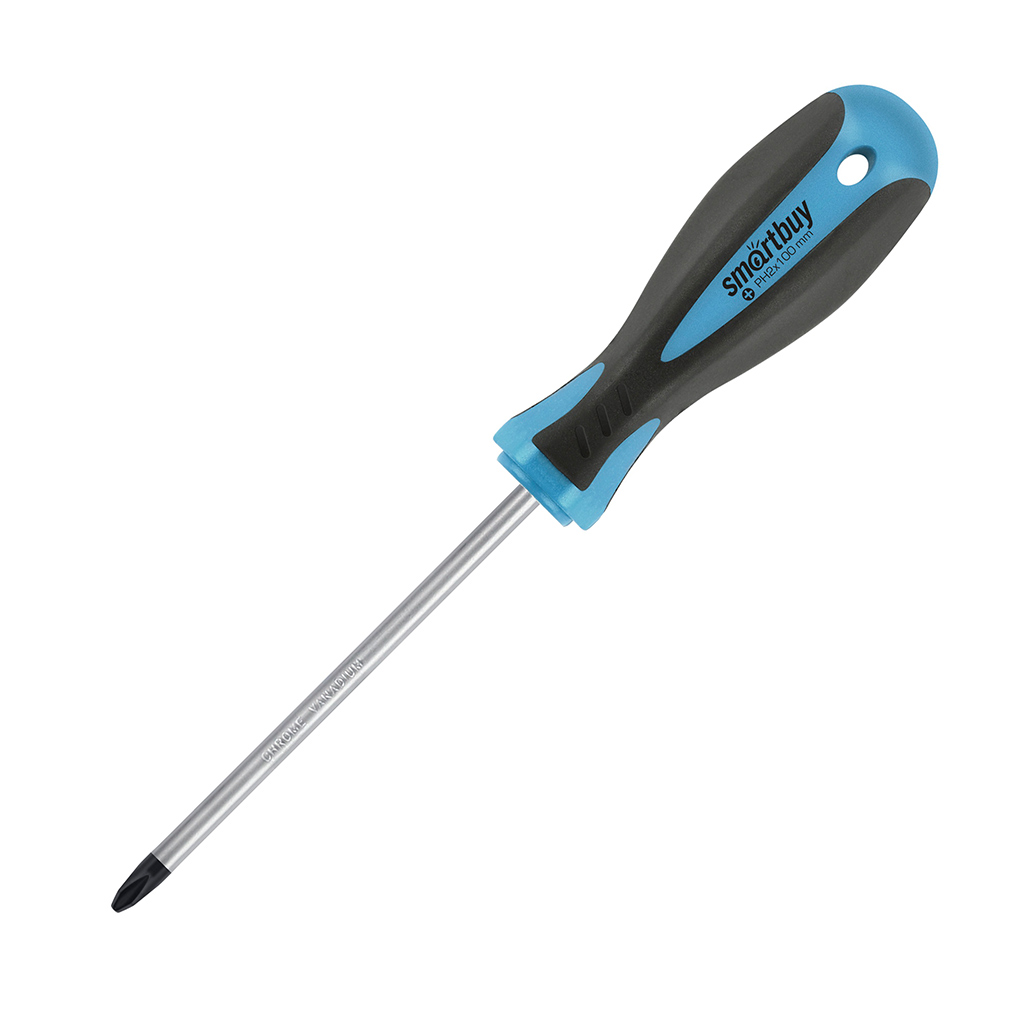 Диэлектрическая отвертка Smartbuy Tool крестовая PH2x100, до 1000В, VDE, прорез.ручка, серт. испыт