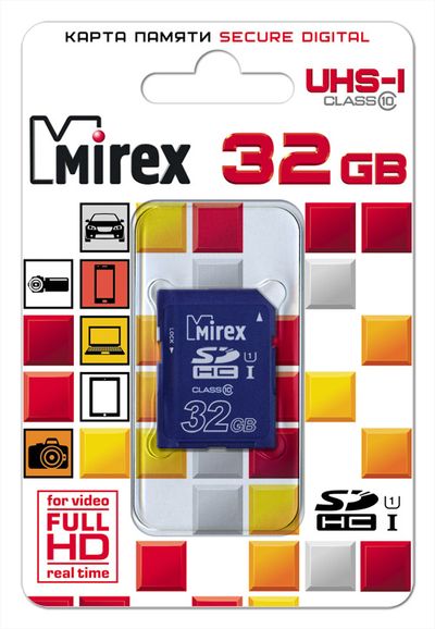 Пам. SDHC Card,32Gb, Class 10, Mirex  UHS-I
