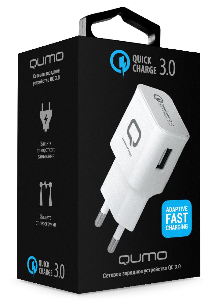 Блок пит USB сетевой Qumo Quick Charge 3.0, 0017,  полная поддержка QC 3.0, белый