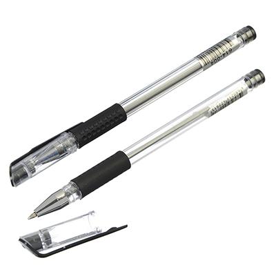Ручка гелевая черная, с резиновым держателем, 14,9см, наконечник 0,5мм  50шт/уп