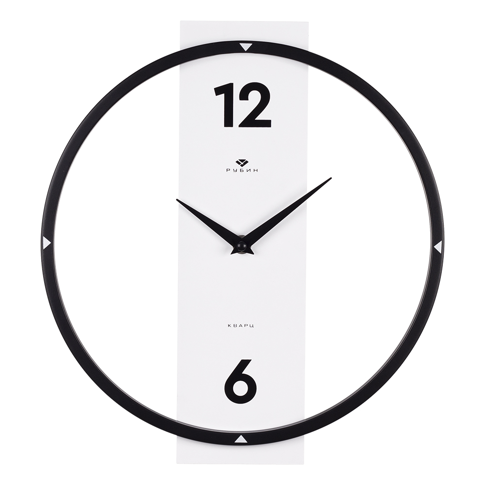 Часы настенные СН 3330 - 001 металл+ дерево, круг 30,5 см, черный+белый "Time" (10)