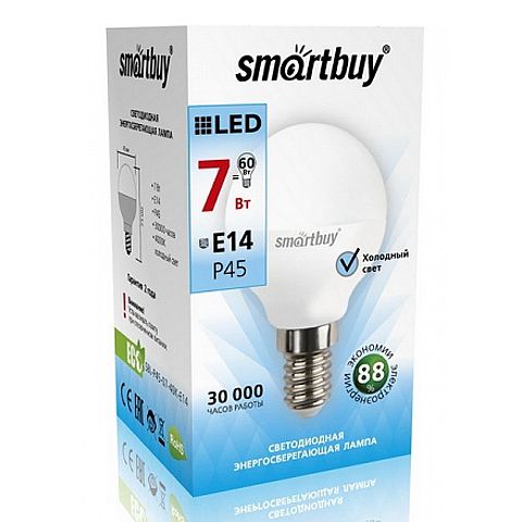 Эл. лампа светодиодная  Smartbuy P45-07W/4000/E14