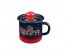 Кружка Стальэмаль 1л с крышкой декор красно-чёрная, С0207.38 (8/уп)Посуда эмалированная оптом Сталь Эмаль. Эмалированные кастрюли оптом.