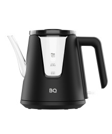 Чайник BQ-KT0046DW Чёрный, стекло (с носиком, двойные стенки, 1л, 2200Вт,  диск)ирске. Отгрузка в Саха-якутия, Якутск, Кызыл, Улан-Уде, Иркутск, Владивосток, Комсомольск-на-Амуре.