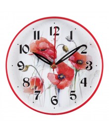 Часы настенные СН 2019 - 101 Маки красные круглые (20х20) (10)астенные часы оптом с доставкой по Дальнему Востоку. Настенные часы оптом со склада в Новосибирске.