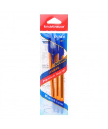 Ручки шариковые набор Erich Krause 3 шт синие "R-301 Amber Stick", пластик, 42738