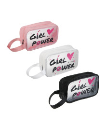Косметичка банная с боковой ручкой ЮL Girl Power, ПУ, ПВХ, 21,5х12,5х8, 3 цвета Востоку. Косметички  оптом по низкой цене. Качественные косметички оптом со склада в Новосибирске.