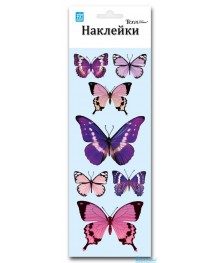 Наклейка   RKA 7501 (бабочки перламутр- сиреневые мини),  10х25 см, ПВХ, влагостойкие, 3D. Наклейки декоративные, интерьерные, наклеёки на стекло и на мебель оптом со клада в Новосибриске.