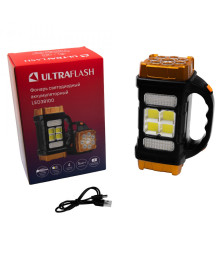 Фонарь  Ultra Flash  38100  (фонарь акк. черн./охра, 76LED+4COB, 4 реж., Type-C, PowerBank, пласт.,у Востоку. Большой каталог фонари Ultra Flash оптом по низкой цене с доставкой по Дальнему Востоку.