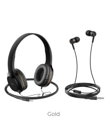 Наушники HOCO W24 Gold полноразмерные + вакумные (набор)