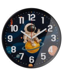 Часы настенные СН 2520 - 010 d=25см, корпус черный "Космонавт" (10)