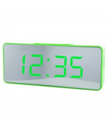 часы настольные VST-886Y-4 (зелёные) зеркальные+дата+температура  (без блока, питание от USB)стоку. Большой каталог будильников оптом со склада в Новосибирске. Будильники оптом по низкой цене.