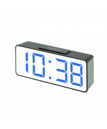 часы настольные VST-886/5 (синие) зеркальные+дата+температура  (без блока, питание от USB)стоку. Большой каталог будильников оптом со склада в Новосибирске. Будильники оптом по низкой цене.