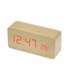 часы настольные VST-862-1 светло коричн корпус (красн цифры, термометр) (без блока, питание от USB)