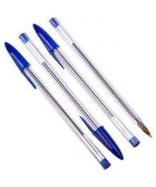 Ручка шариковая набор синяя, (цена за 4шт) пакет еврослот, уп 5 шт