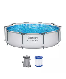 Бассейн каркасный круглый 305*76 см, 4678 л, Steel Pro Max 56408  (с ф-насосом) Bestway