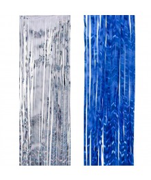 Дождик СНОУ БУМ с волнистым переливом, 15х100см, ПВХ, 2 цвета (синий, серебро)