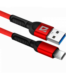 Кабель USB - TYPE C F167,RED, 1м, 2,4А,ткань Defender
