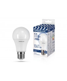Эл. лампа светодиодная Ergolux LED-A60-11W-E27-6K (ЛОН 11ВтE27 6500K 220-240В,аналог Вт)уп.1/10/100