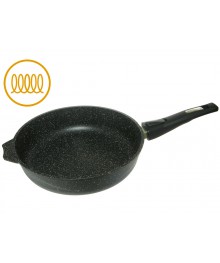Мечта Сковорода литая  24см АП Гранит Black Induction Pro индукционная съёмн ручка арт 024802И (10)Соковородки  Мечта оптом, казаны