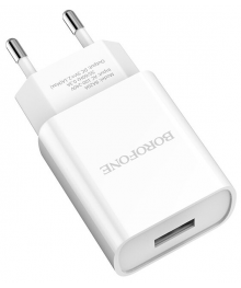 Блок пит USB сетевой  BOROFONE BA20A Белый (1USB, 5B,2100mA)USB Блоки питания, зарядки оптом с доставкой по России.