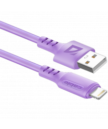 Кабель USB - Lightning  F207,vioiet 1м, 2,4А,силикон пакет Defender