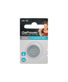 Бат CR-2016    GoPower BL1 Lithium 3V (1/50/2000)Батарейки оптом