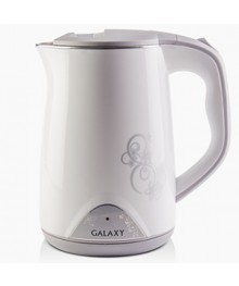 Чайник Galaxy GL 0301 белый (2 кВт, 1,5л, двойная стенка нерж и пластик) 6/упибирске. Чайник двухслойный оптом - Василиса,  Delta, Казбек, Galaxy, Supra, Irit, Магнит. Доставка