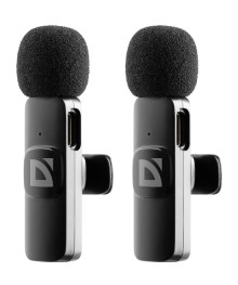 микрофон  Defender Talky-138 wrls, петличный черный, на прищепке  в уп2шт