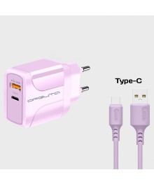 Блок пит USB сетевой  Орбита OT-APU60 + кабель Type-C Фиолетовый (DP, 2400mA, 1м)