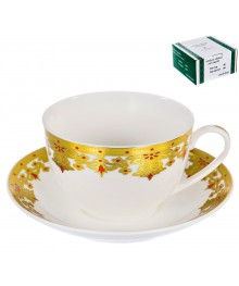 ЭСТЕЛЛА, набор чайный (2) чашка 240мл + блюдце, NEW BONE CHINA, цвет дизайн с золотом 123-16019