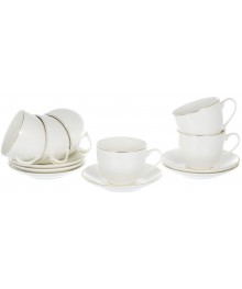 ГРАЦИЯ Шелк, набор чайный (12) 6 чашек 220мл + 6 блюдец, NEW BONE CHINA 101-01005