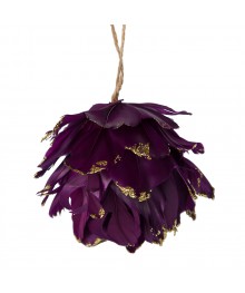 Подвеска в виде цветка из перьев, 12 см, цвет бордо с золотом