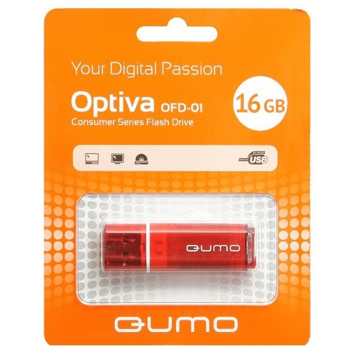 USB2.0 FlashDrives16Gb QUMO Optiva 01 Red красный