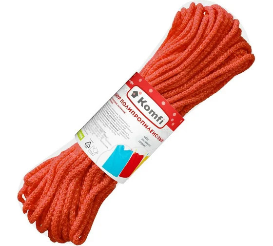 Шнур бытовой, п/п,  4мм 20 м, цвет в ассорт. "Komfi"