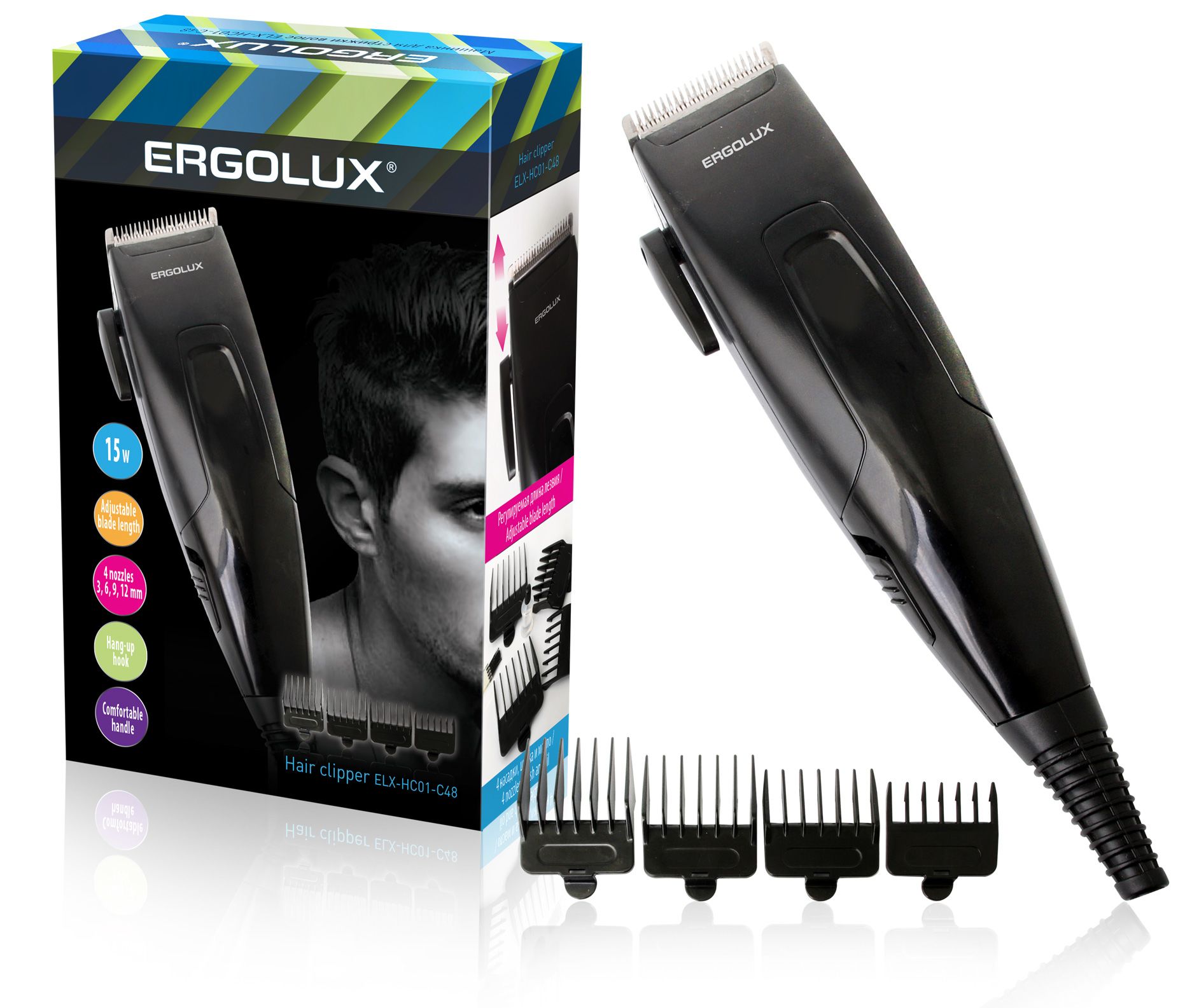 Машинка для стрижки ERGOLUX ELX-HD01-C48 черный (15Вт, 220 - 240В)